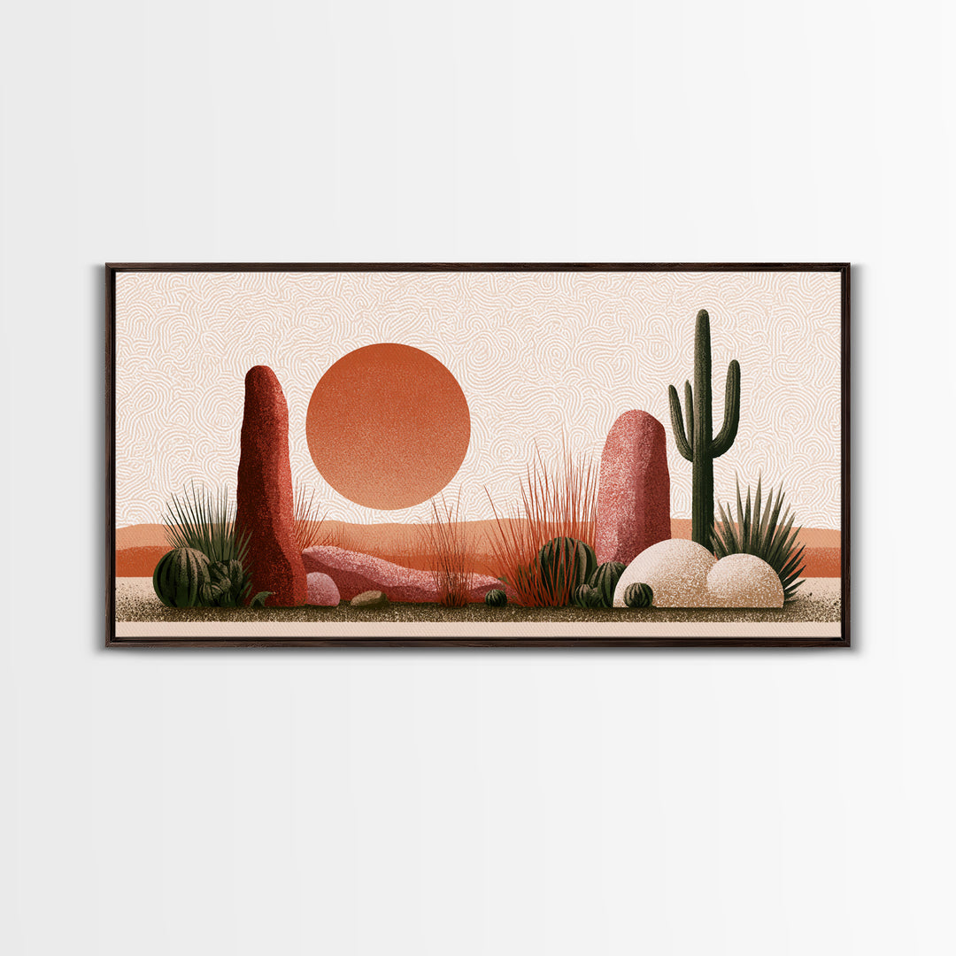 Minimal Beige Sun Canvas Print, Desert Art, Printable Wall Art, Southwestern Decor, Watercolor Art, Desert, Modern Wall Art, DES-2x1-66