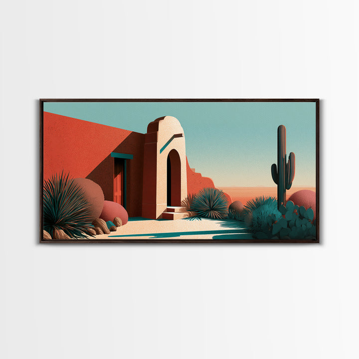 Adobe Doorway with Turquoise Shadow Canvas Print, Desert Art, Western Decor, Southwestern Decor, Fine Art, Desert, Modern Decor, DES-2x1-73