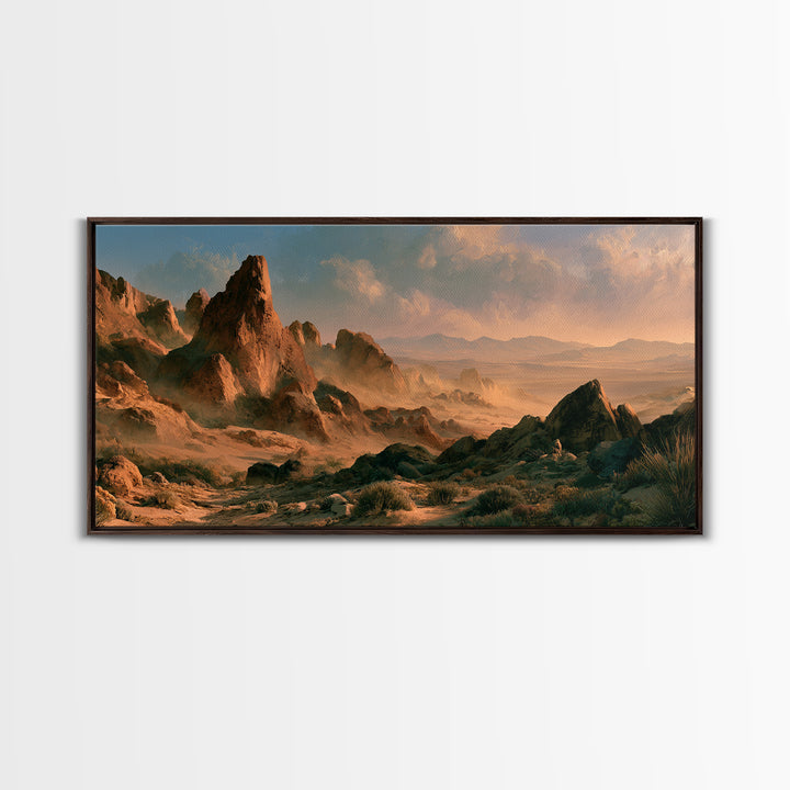 Ancient Desert Petroglyph Design Canvas Print, Desert Art, Landscape Wall Art, Southwestern Decor, Oil Painting, Desert, DES-2x1-89