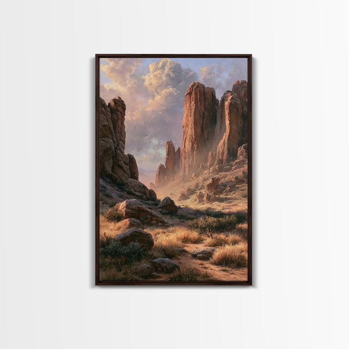 Sandstone Canyon with Dramatic Light Beam Framed Canvas Print, Desert Art, Contemporary Art, Southwestern Decor, Desert, DES-2x3-24