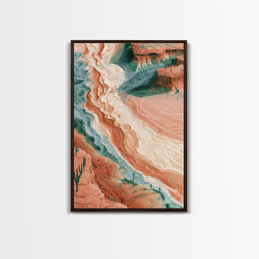 Wind Carved Dune Patterns from Above Framed Canvas Print, Desert Art, Original Painting, Southwestern Decor, Fine Art, Desert, DES-2x3-4