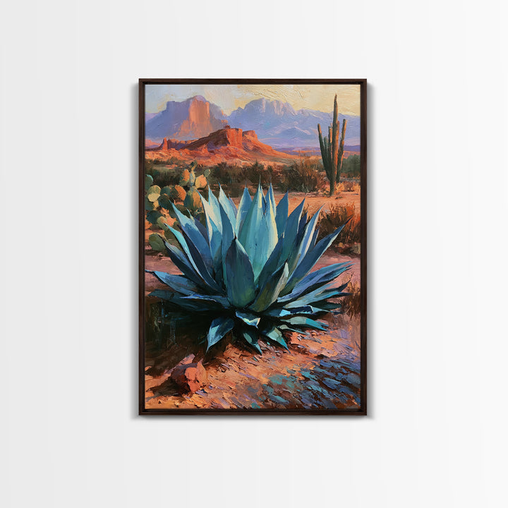 Agave Plant Closeup Framed Canvas Print, Desert Art, Wall Art Prints, Southwestern Decor, Fine Art, Desert, Boho Decor, DES-2x3-56
