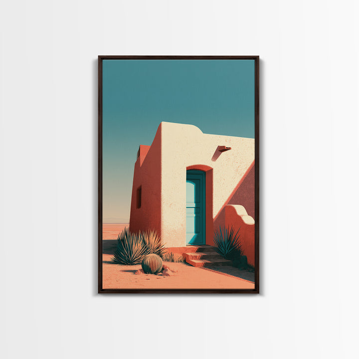 Adobe Doorway with Turquoise Shadow Canvas Print, Desert Art, Landscape Wall Art, Southwestern Decor, Fine Art, Desert, DES-2x3-61