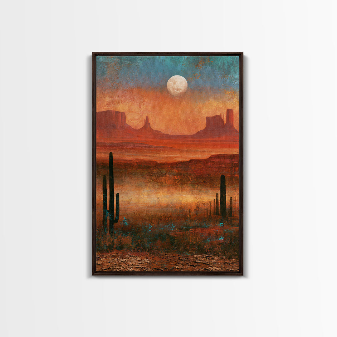 Desert Moon over Rolling Sand Canvas Print, Desert Art, Apartment Decor, Southwestern Decor, Fine Art, Desert, Landscape Art, DES-2x3-66