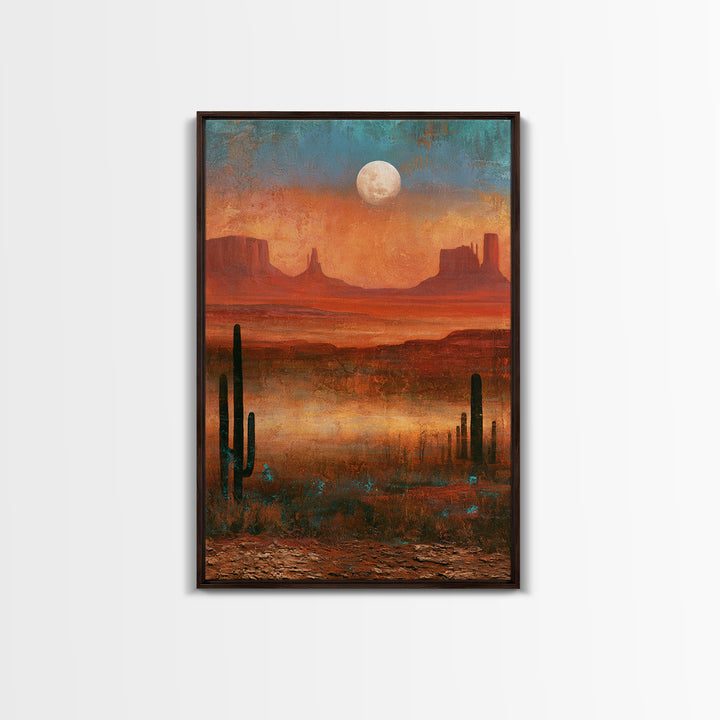 Desert Moon over Rolling Sand Canvas Print, Desert Art, Apartment Decor, Southwestern Decor, Fine Art, Desert, Landscape Art, DES-2x3-66
