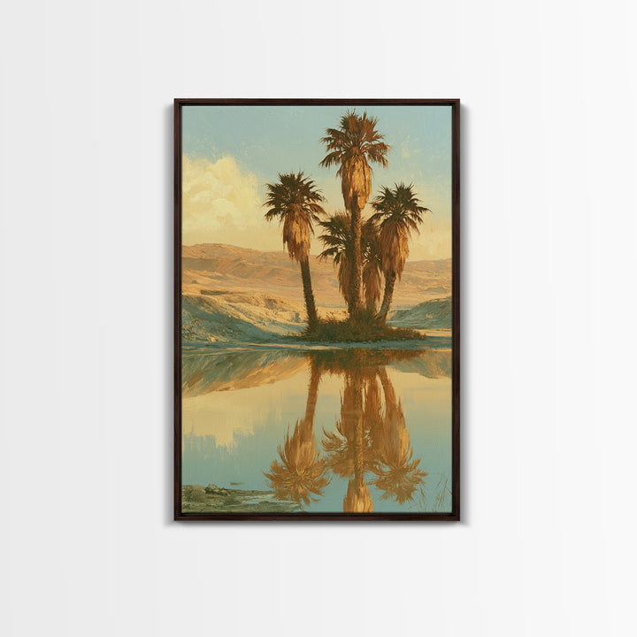Palm Oasis Reflected Canvas Print, Desert Art, Living Room Art, Southwestern Decor, Oil Painting, Desert, Contemporary Art, DES-2x3-71