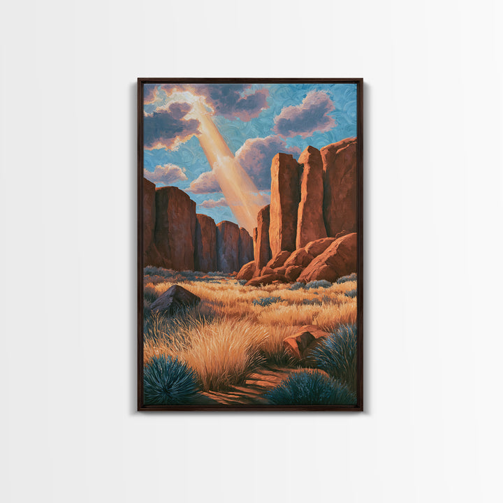 Sandstone Canyon with Dramatic Light Beam Canvas Print, Desert Art, Boho Wall Art, Southwestern Decor, Fine Art, Desert, DES-2x3-72