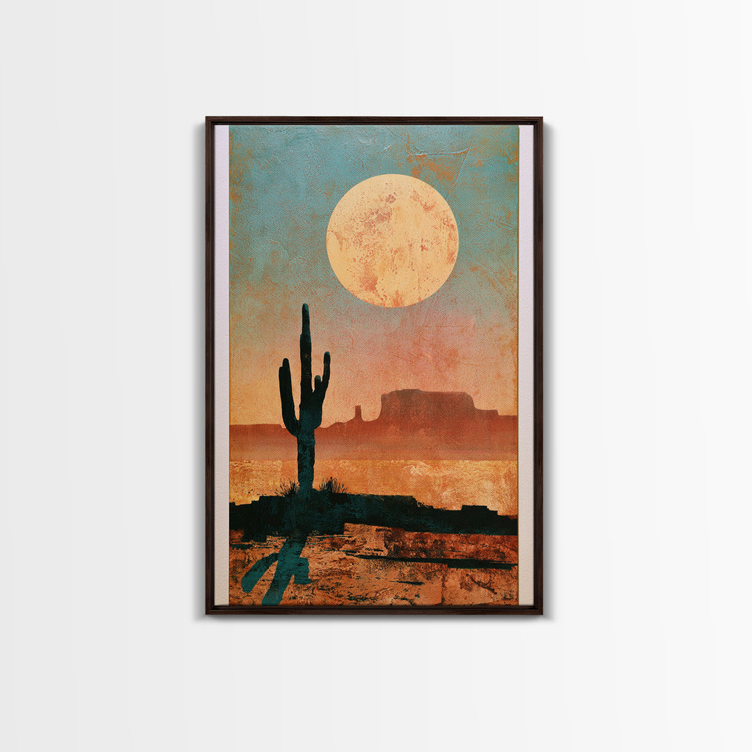 Minimal Beige Sun Framed Canvas Print, Desert Art, Abstract Wall Art, Southwestern Decor, Desert, Digital Download Art, DES-2x3-78