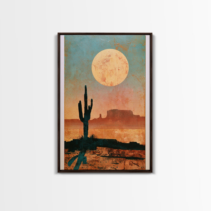 Minimal Beige Sun Framed Canvas Print, Desert Art, Abstract Wall Art, Southwestern Decor, Desert, Digital Download Art, DES-2x3-78