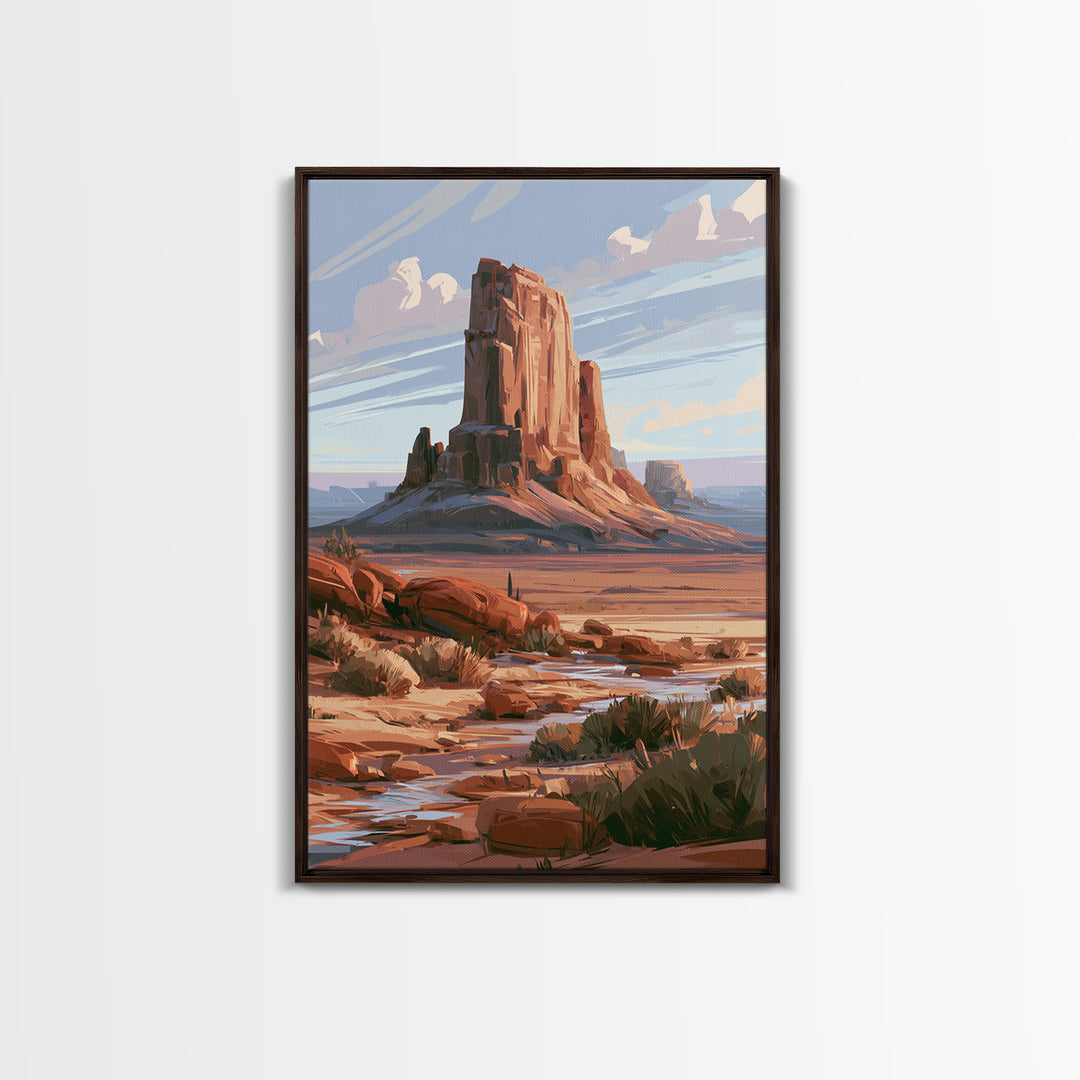 Abstract Mesa Landscape Framed Canvas Print, Desert Art, Art Print, Southwestern Decor, Fine Art, Desert, Original Painting, DES-2x3-83