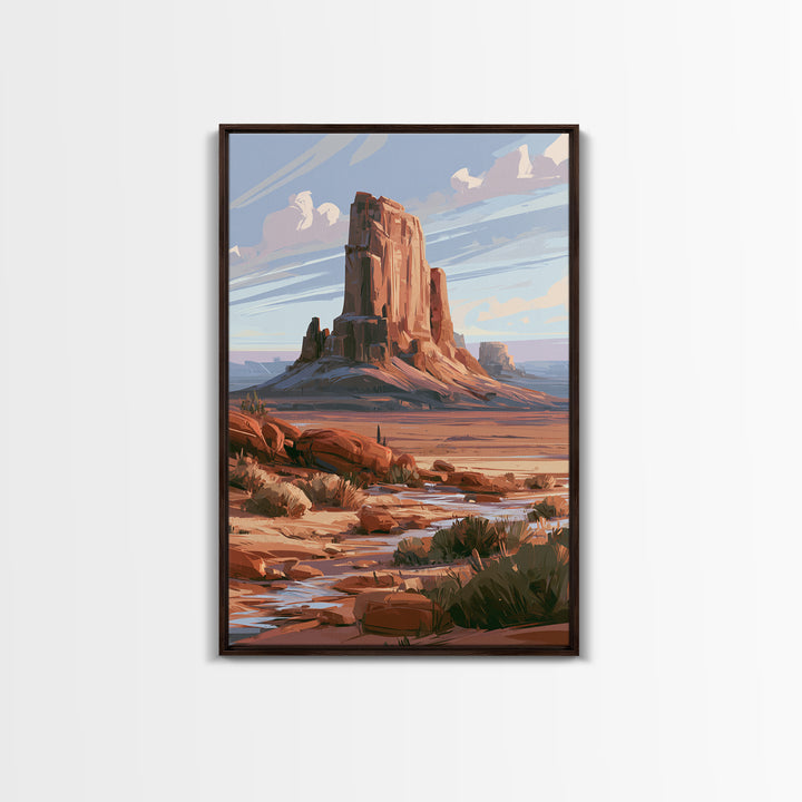Abstract Mesa Landscape Framed Canvas Print, Desert Art, Art Print, Southwestern Decor, Fine Art, Desert, Original Painting, DES-2x3-83