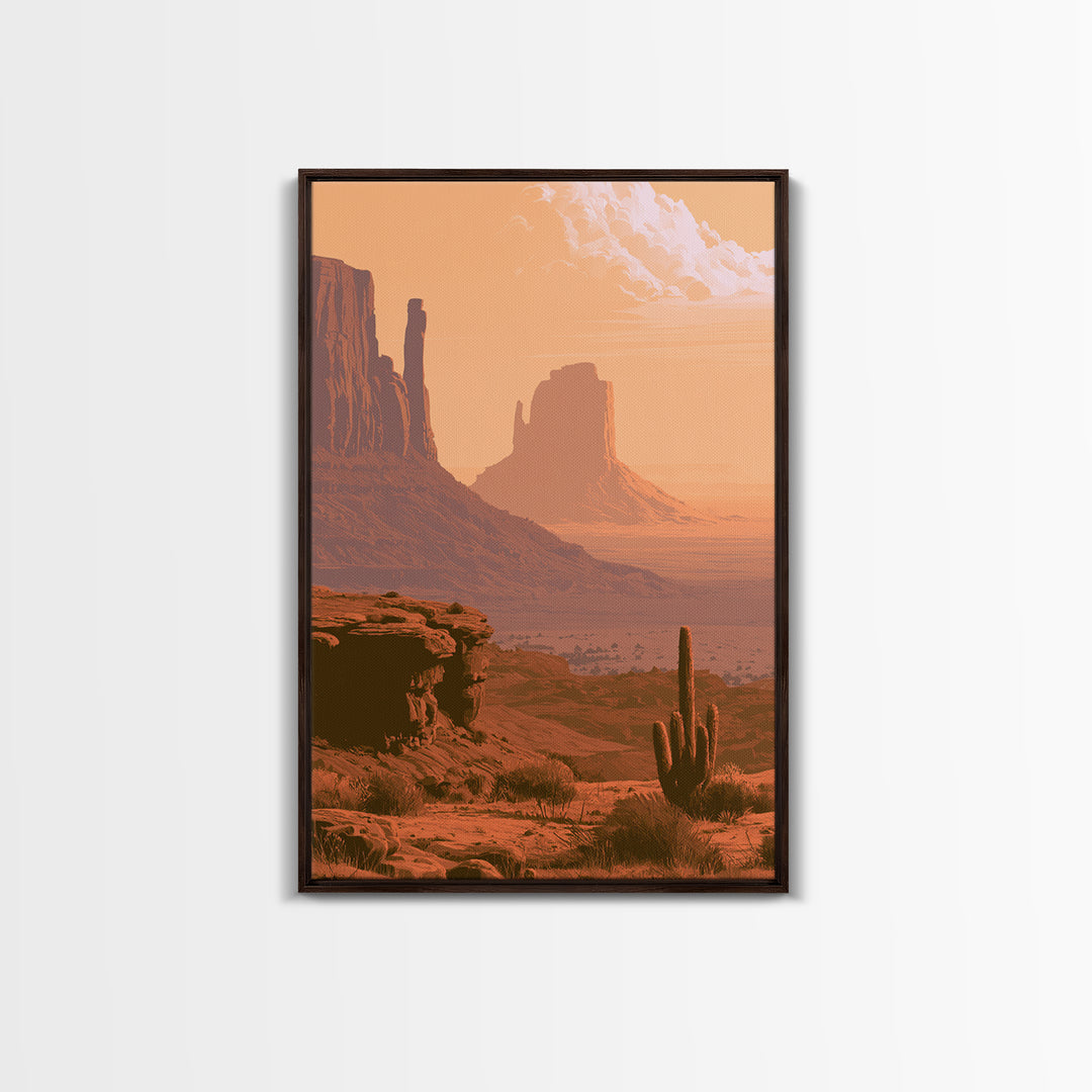Monument Valley Silhouette Framed Canvas Print, Desert Art, Gallery Decor, Southwestern Decor, Fine Art, Desert, Home Decor, DES-2x3-89