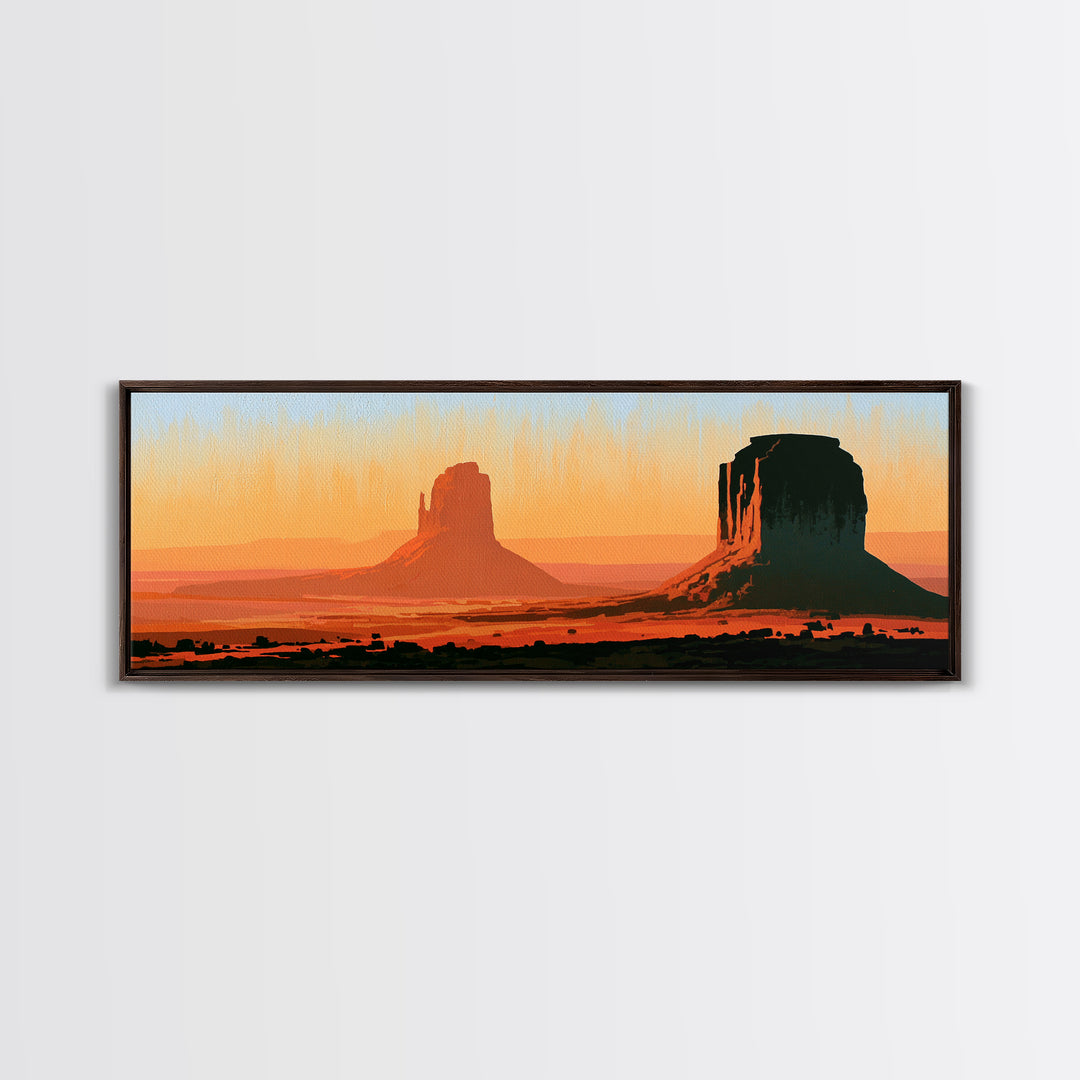 Monument Valley Silhouette Canvas Print, Desert Art, Modern Decor, Southwestern Decor, Desert, Room Decor, Digital Prints, DES-3x1-25