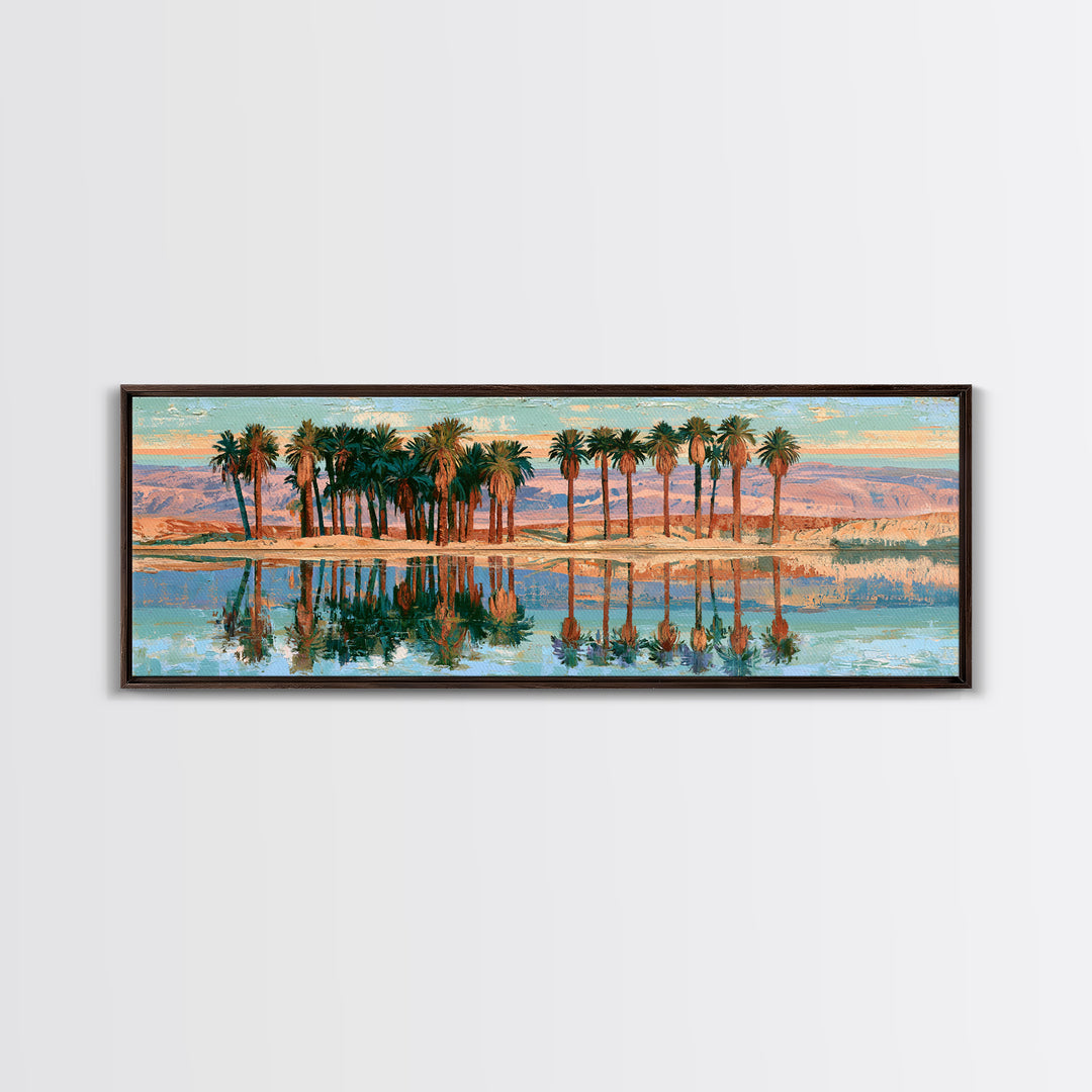 Palm Oasis Reflected Canvas Print, Desert Art, Home Decor, Southwestern Decor, Desert, Printable Art, Living Room Decor, DES-3x1-31