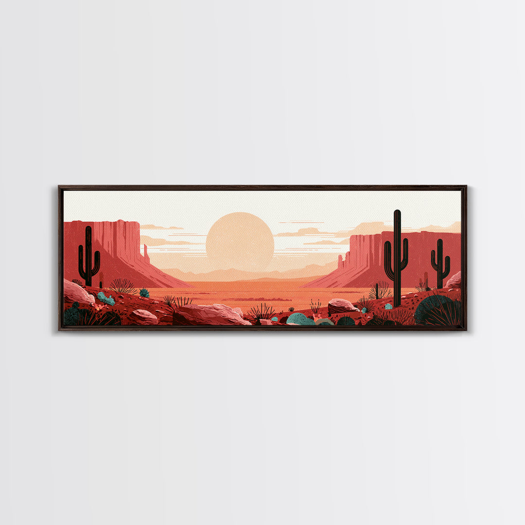 Minimal Beige Sun Canvas Print, Desert Art, Watercolor Painting, Southwestern Decor, Oil Painting, Desert, Nature Wall Art, DES-3x1-38