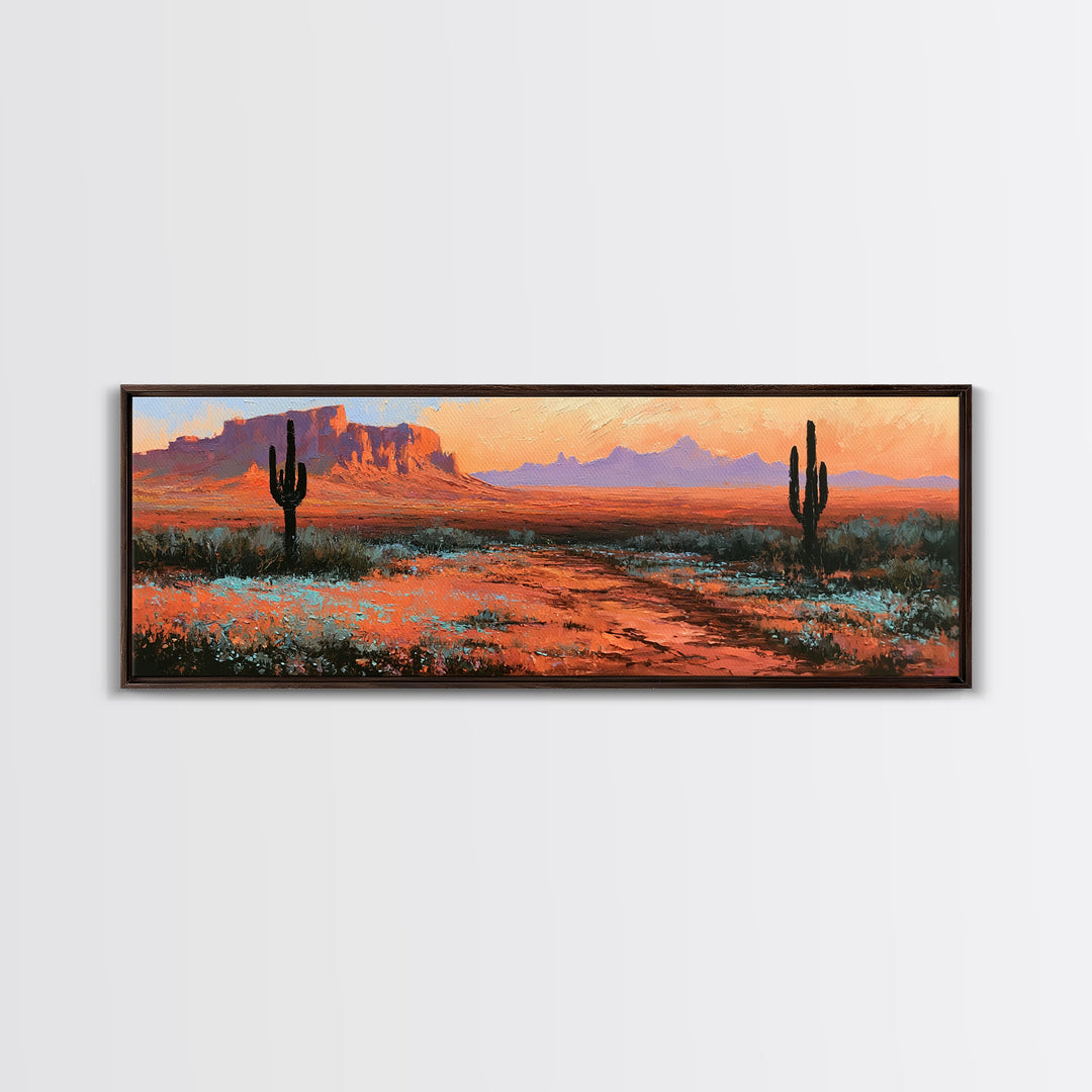 Desert Wildflowers After Spring Rain Framed Canvas Print, Desert Art, Fine Art Print, Southwestern Decor, Watercolor Art, DES-3x1-44