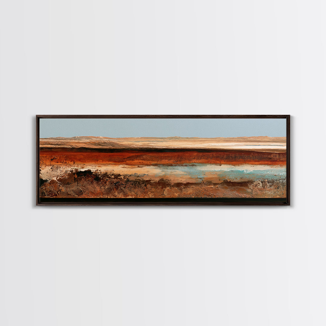 Abstract Heatwave Horizon Framed Canvas Print, Desert Art, Fine Art Print, Southwestern Decor, Oil Painting, Desert, DES-3x1-53