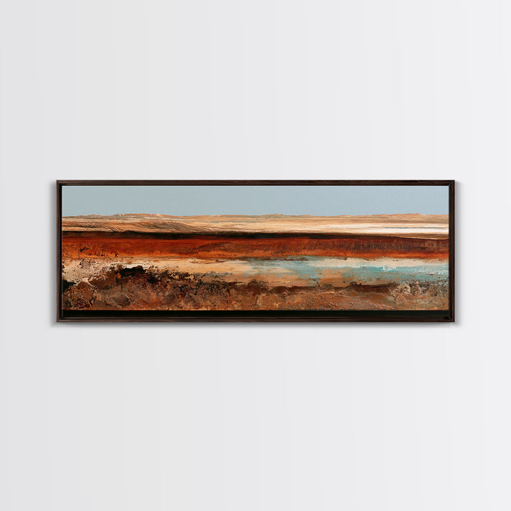 Abstract Heatwave Horizon Framed Canvas Print, Desert Art, Fine Art Print, Southwestern Decor, Oil Painting, Desert, DES-3x1-53