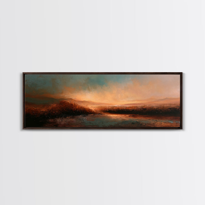 Abstract Heatwave Horizon Framed Canvas Print, Desert Art, Fine Art Print, Southwestern Decor, Oil Painting, Desert, DES-3x1-77