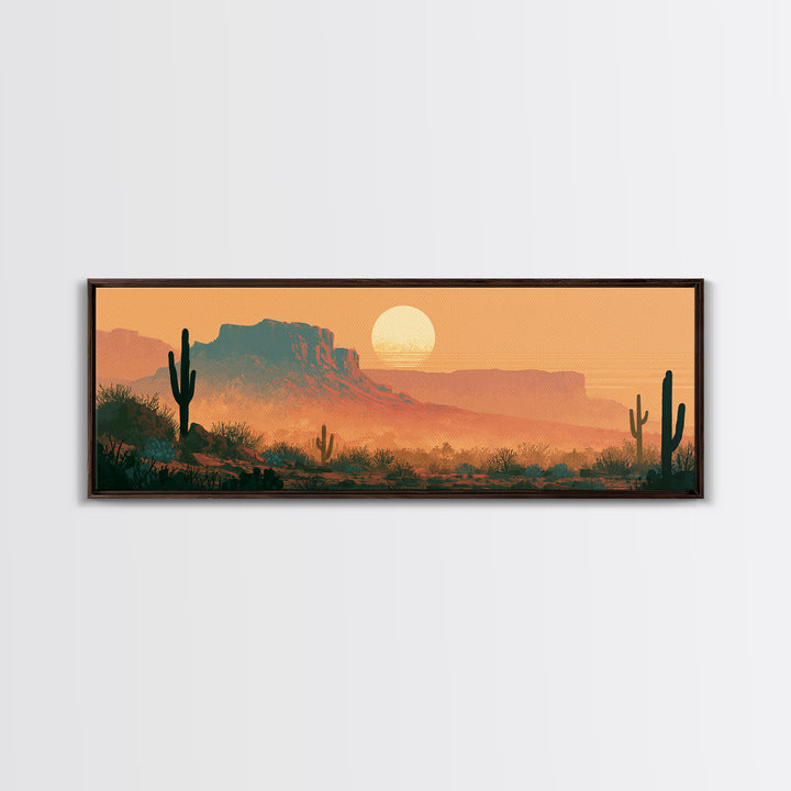 Minimal Beige Sun Canvas Print, Desert Art, Bedroom Wall Art, Southwestern Decor, Watercolor Art, Desert, Fine Art Print, DES-3x1-86