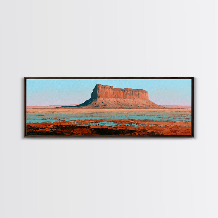 Abstract Mesa Landscape Canvas Print, Desert Art, Boho Wall Art, Southwestern Decor, Watercolor Art, Desert, Living Room Art, DES-3x1-91