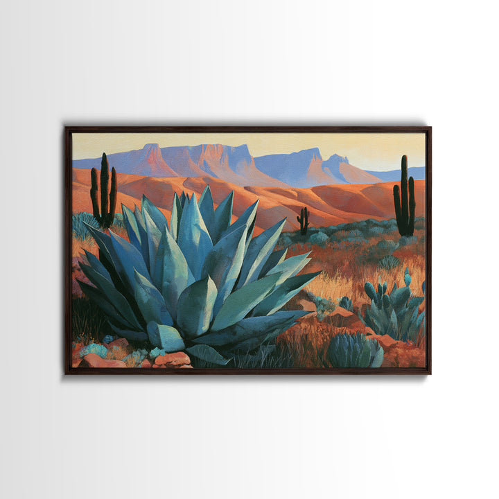 Agave Plant Closeup Framed Canvas Print, Desert Art, Boho, Southwestern Decor, Desert, Mountain Wall Art, Landscape Wall Art, DES-3x2-100