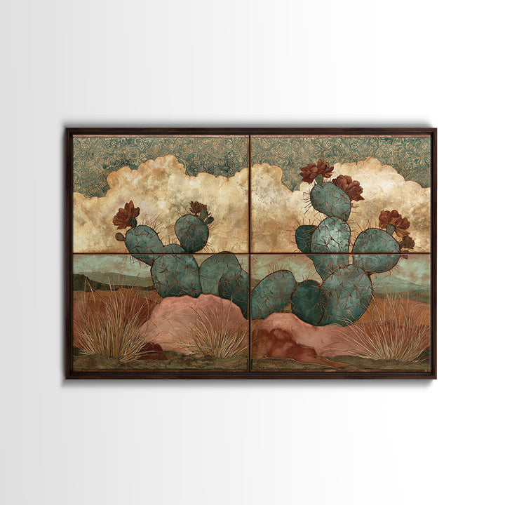 Cactus Botanical Plate Canvas Print, Desert Art, Neutral Decor, Southwestern Decor, Oil Painting, Desert, Wall Decor, DES-3x2-12