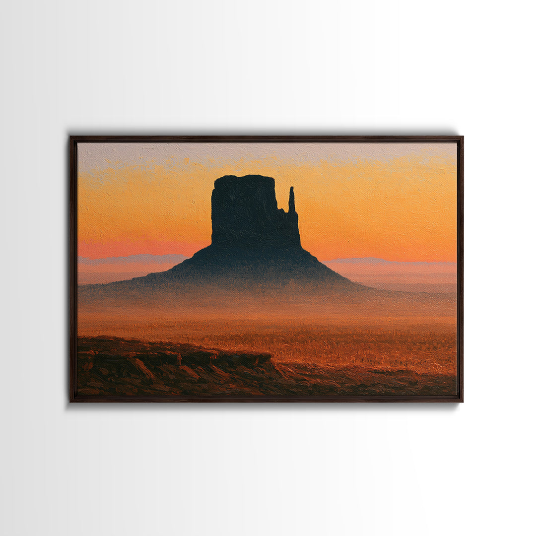 Monument Valley Silhouette Framed Canvas Print, Desert Art, Gallery Decor, Southwestern Decor, Fine Art, Desert, Home Decor, DES-3x2-13