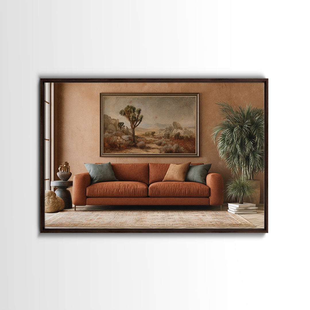 Joshua Tree under Star Filled Night Canvas Print, Desert Art, Living Room Art, Southwestern Decor, Fine Art, Desert, DES-3x2-34
