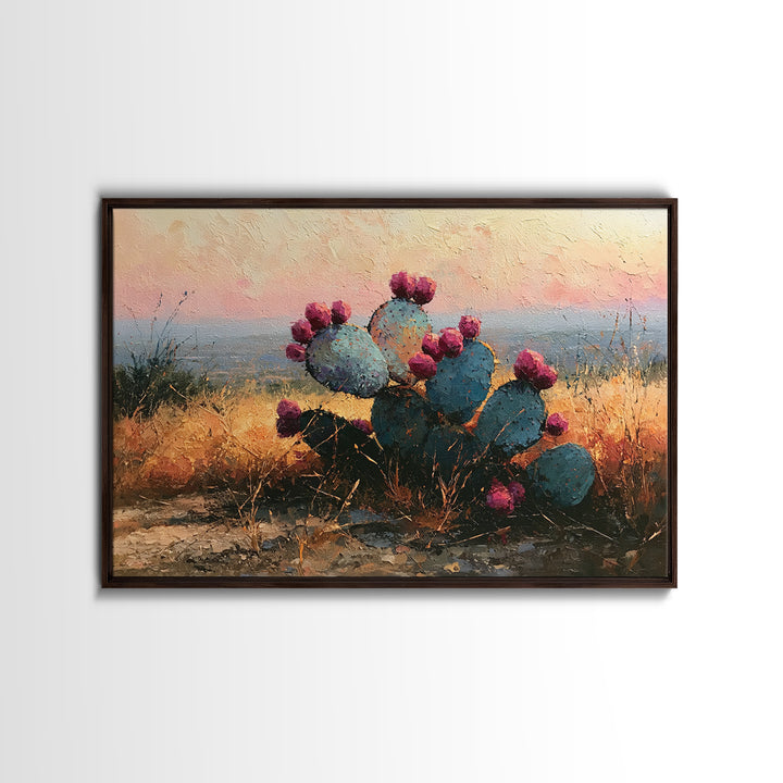 Prickly Pear Cactus Framed Canvas Print, Desert Art, Modern Wall Art, Southwestern Decor, Fine Art, Desert, Gallery Decor, DES-3x2-47
