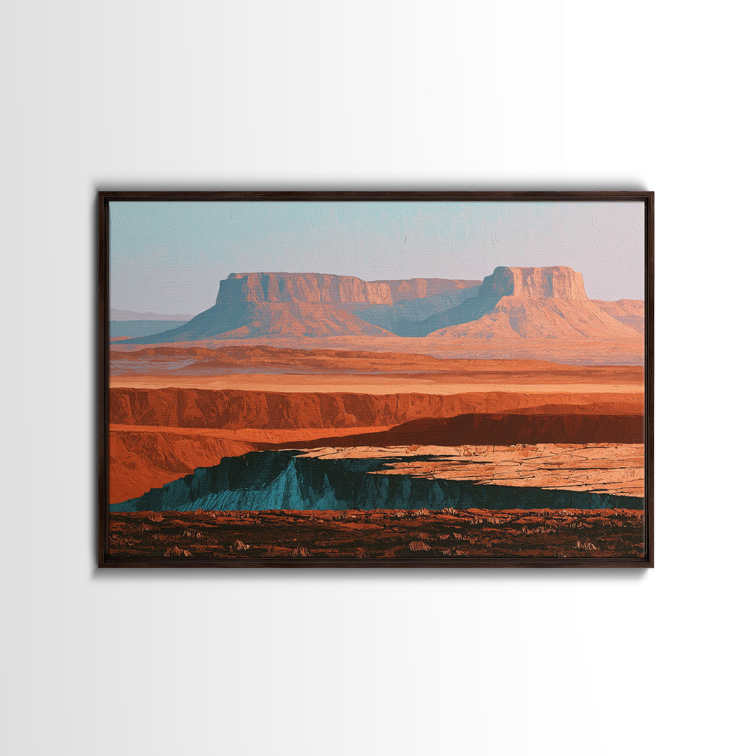 Abstract Mesa Landscape Framed Canvas Print, Desert Art, Western Wall Art, Southwestern Decor, Desert, Statement Artwork, DES-3x2-7