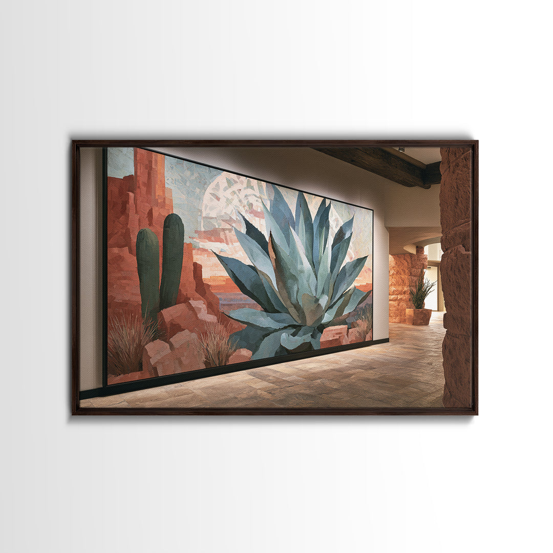 Agave Plant Closeup Canvas Print, Desert Art, Print, Southwestern Decor, Fine Art, Desert, Watercolor Painting, Modern Wall Art, DES-3x2-76