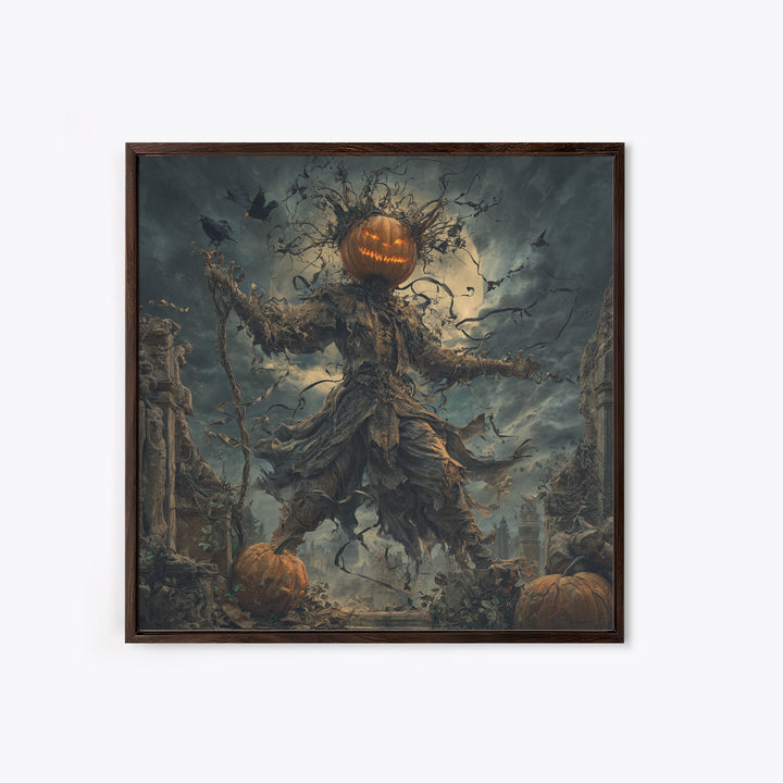 The Jack-O'-Lantern King, Square Wall Art, Spooky Home Decor, Canvas Print, Halloween Wall Decor, Gothic Home Decor, Halloween Wall Art