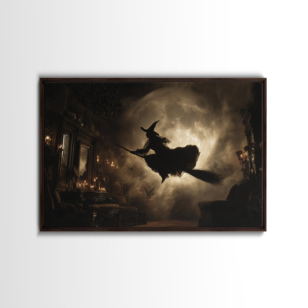 The Moonlit Witch, Landscape Wall Art, Spooky Home Decor, Canvas Print, Halloween Wall Decor, Gothic Home Decor, Statement Wall Art