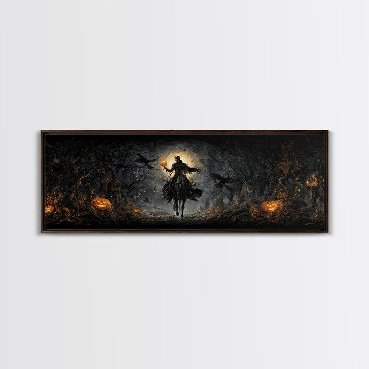 The Headless Horseman, Extra Wide Wall Art, Spooky Home Decor, Canvas Print, Halloween Wall Decor, Gothic Home Decor, Halloween Wall Art