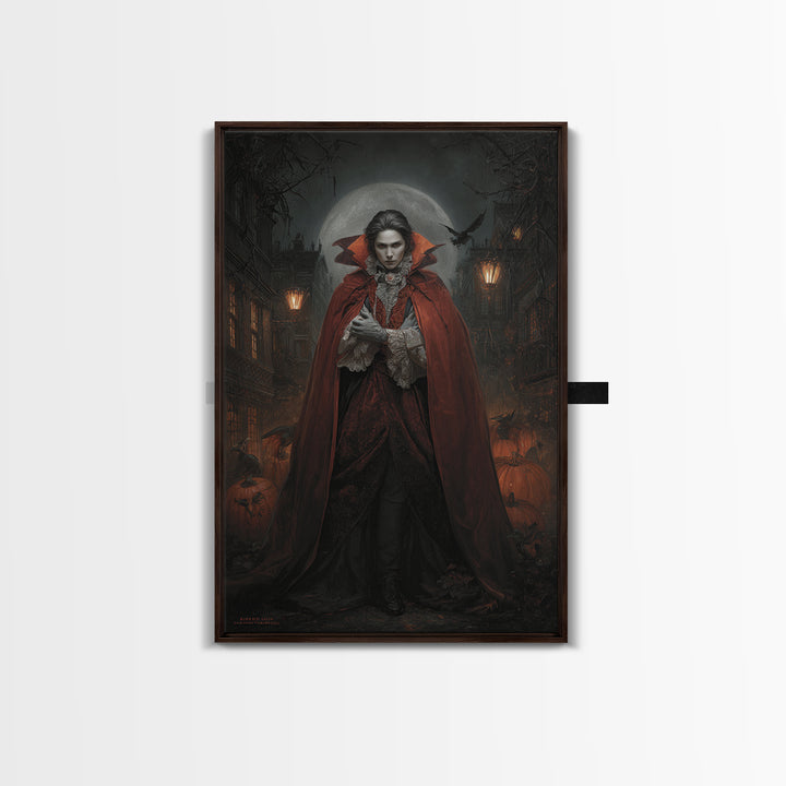 The Crimson Vampire, Vertical Wall Art, Gothic Horror Wall Art, Framed Canvas Print, Halloween Wall Decor, Gothic Home Decor