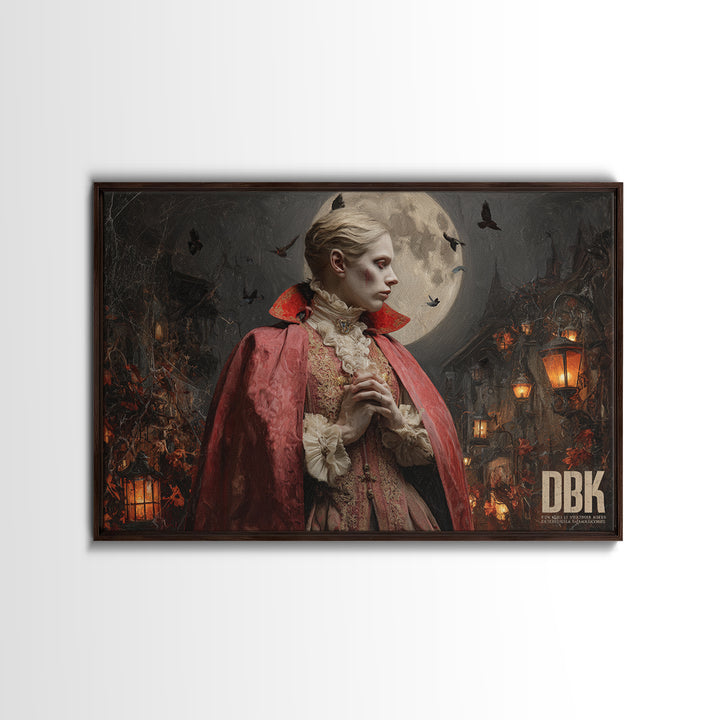 The Crimson Vampire, Landscape Wall Art, Dark Fantasy Wall Art, Canvas Print, Halloween Wall Decor, Gothic Home Decor, Seasonal Home Decor
