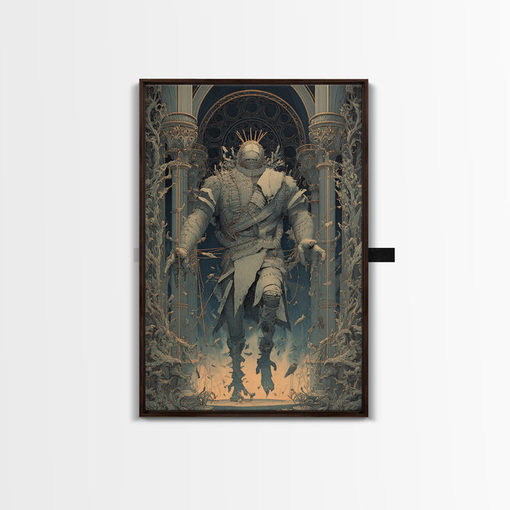 The Stitched Giant, Vertical Wall Art, Gothic Horror Wall Art, Framed Canvas Print, Halloween Wall Decor, Gothic Home Decor