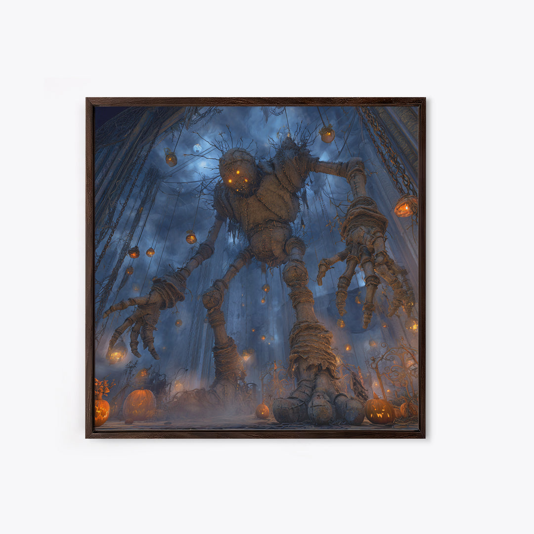 The Stitched Giant, Square Wall Art, Macabre Wall Art, Framed Canvas Print, Halloween Wall Decor, Gothic Home Decor, Seasonal Home Decor