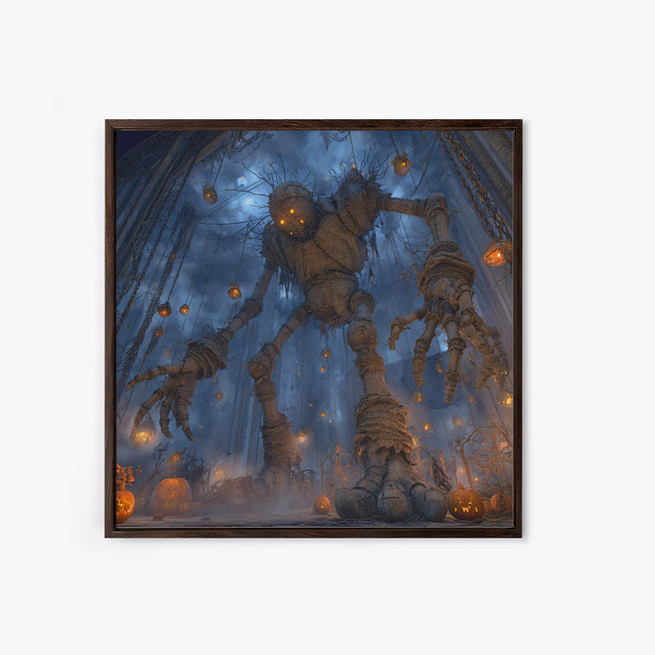 The Stitched Giant, Square Wall Art, Macabre Wall Art, Framed Canvas Print, Halloween Wall Decor, Gothic Home Decor, Seasonal Home Decor