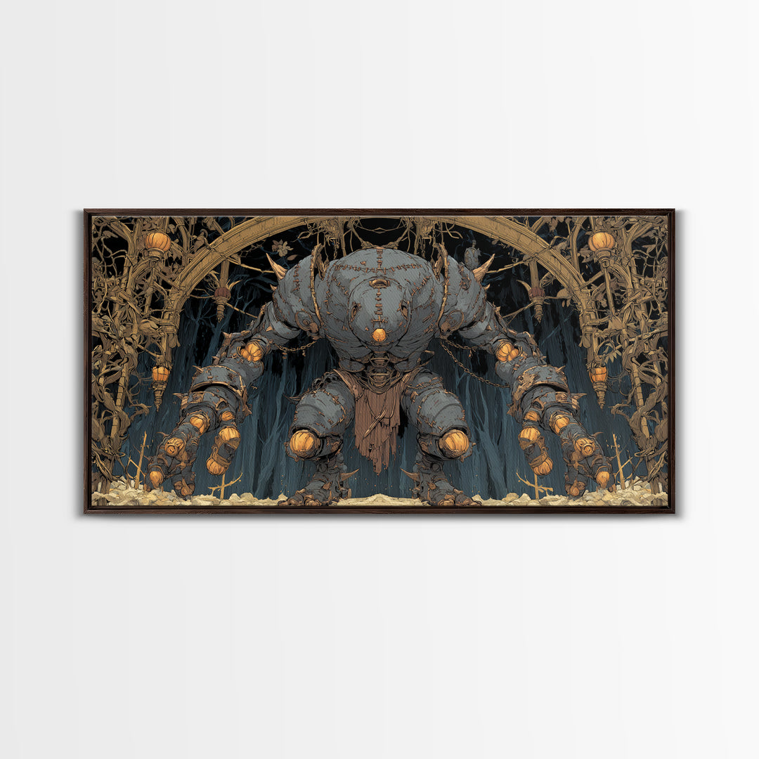 The Stitched Giant, Wide Panoramic Art, Haunted Gothic Art, Framed Canvas Print, Halloween Wall Decor, Gothic Home Decor, Dark Fantasy Art