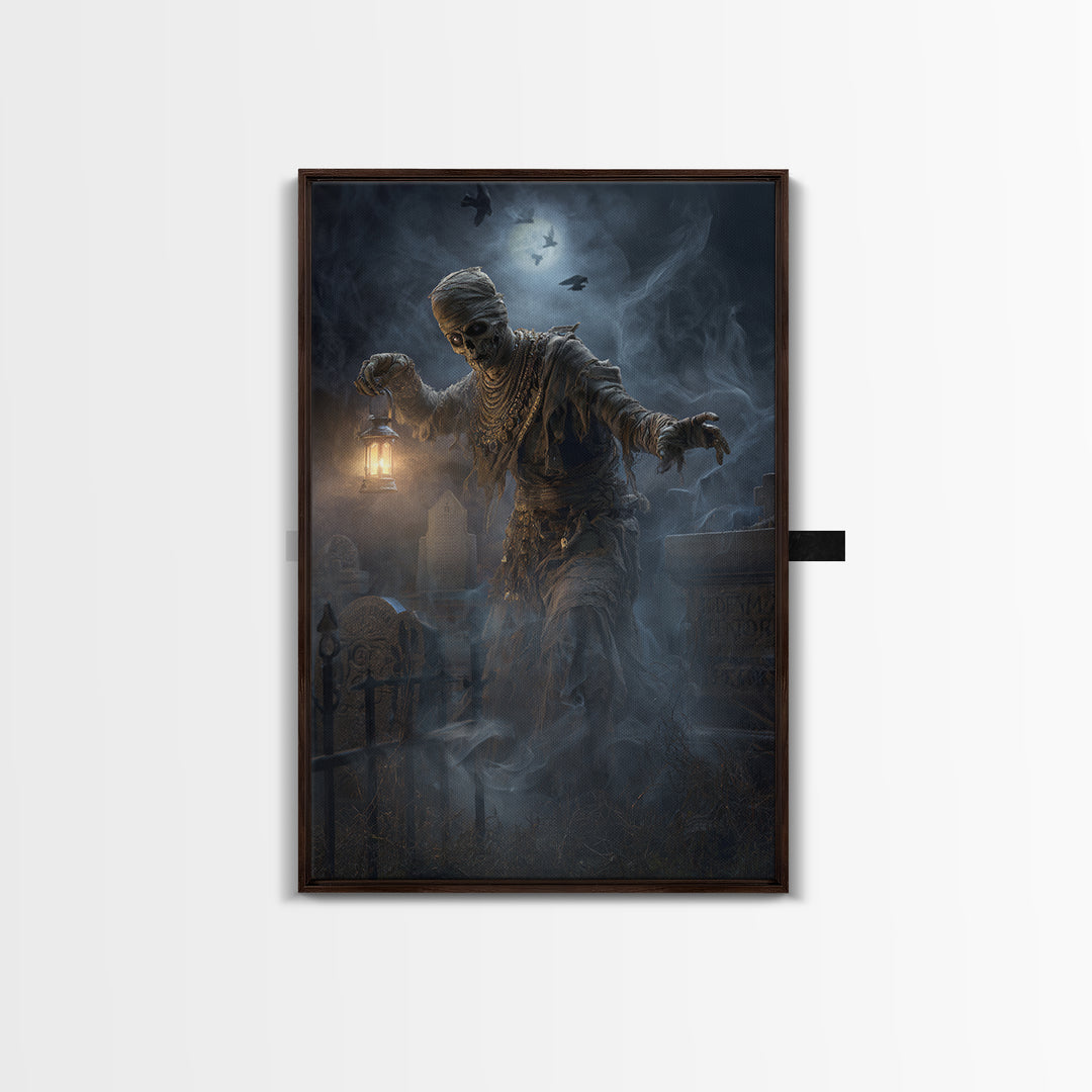 The Mummy Pharaoh, Vertical Wall Art, Haunted Gothic Art, Framed Canvas Print, Halloween Wall Decor, Gothic Home Decor, Statement Wall Art