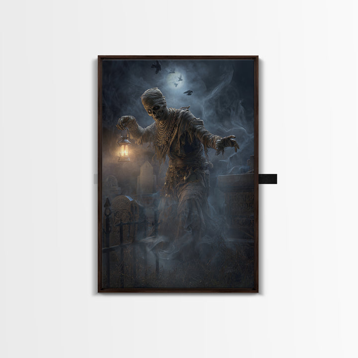 The Mummy Pharaoh, Vertical Wall Art, Haunted Gothic Art, Framed Canvas Print, Halloween Wall Decor, Gothic Home Decor, Statement Wall Art