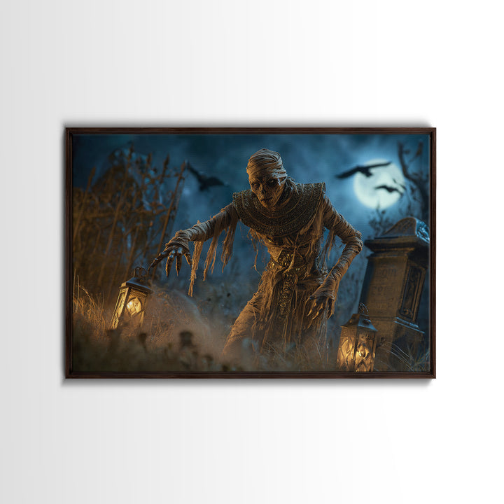 The Mummy Pharaoh, Landscape Wall Art, Macabre Wall Art, Framed Canvas Print, Halloween Wall Decor, Gothic Home Decor, Halloween Wall Art