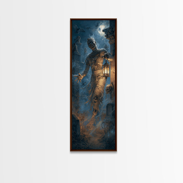 The Mummy Pharaoh, Tall Narrow Wall Art, Dark Halloween Decor, Canvas Print, Halloween Wall Decor, Gothic Home Decor, Macabre Wall Art