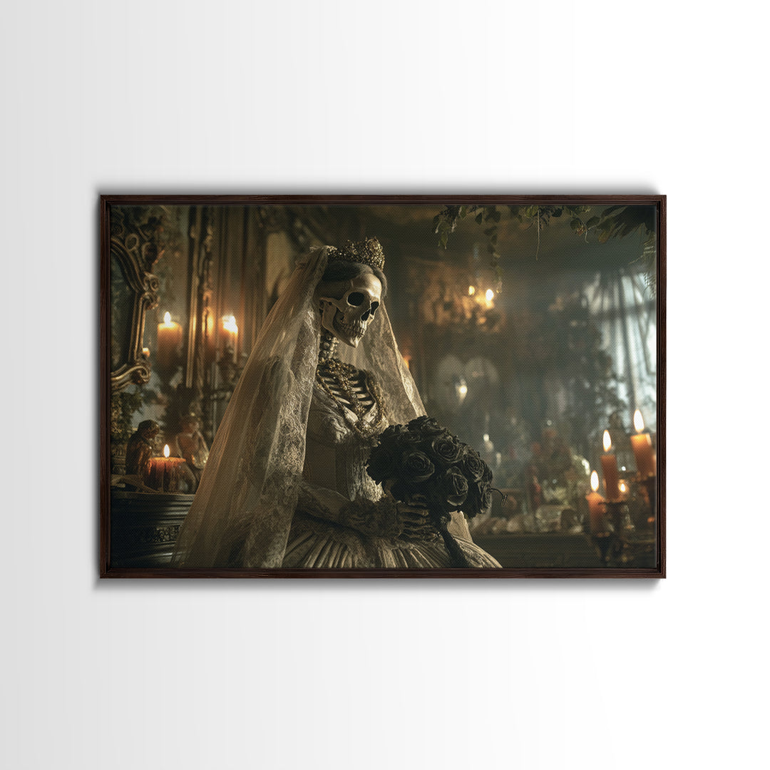 The Skeletal Bride, Landscape Wall Art, Dark Fantasy Wall Art, Canvas Print, Halloween Wall Decor, Gothic Home Decor, Spooky Wall Decor