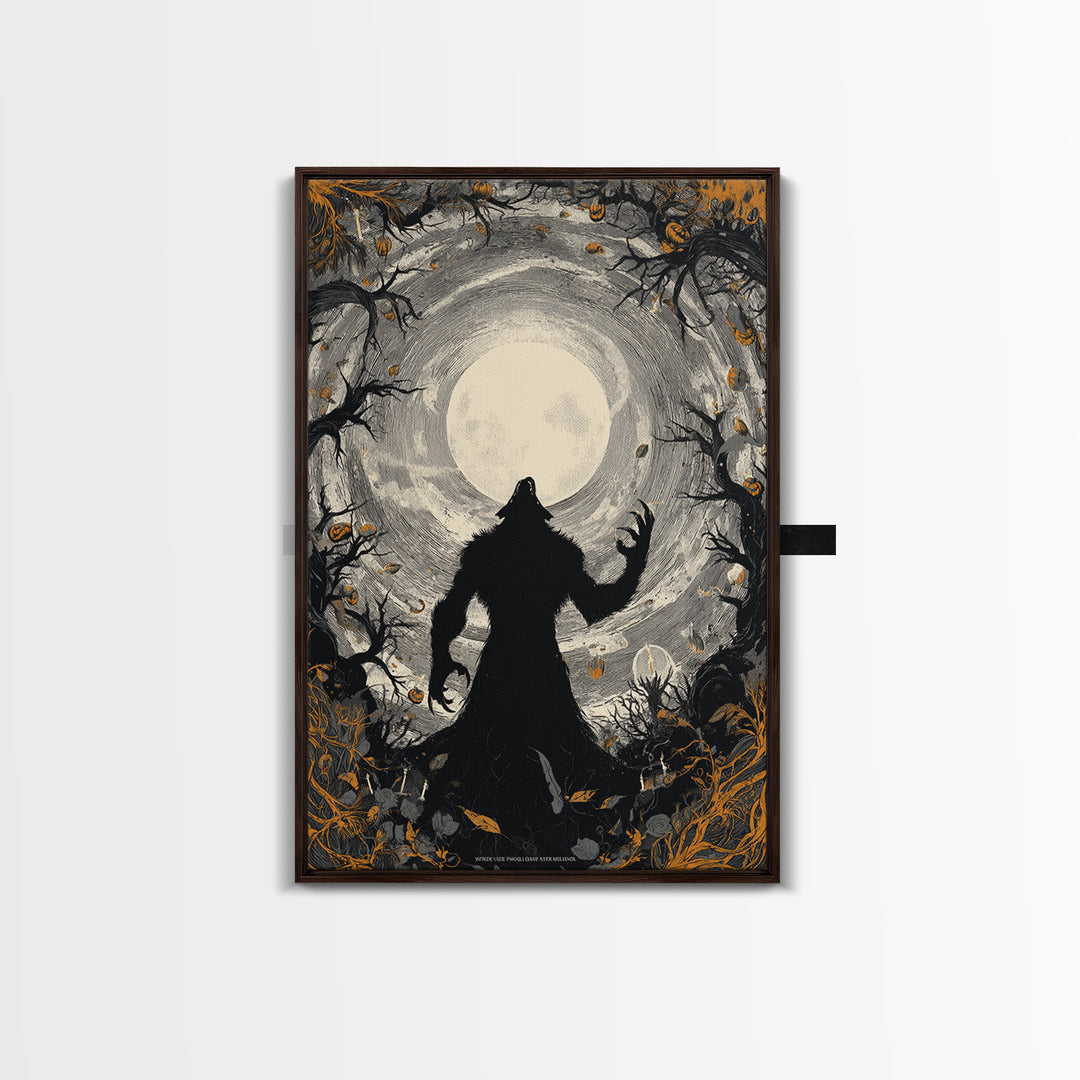 The Moon-Cursed Werewolf, Vertical Wall Art, Spooky Home Decor, Canvas Print, Halloween Wall Decor, Gothic Home Decor, Statement Wall Art