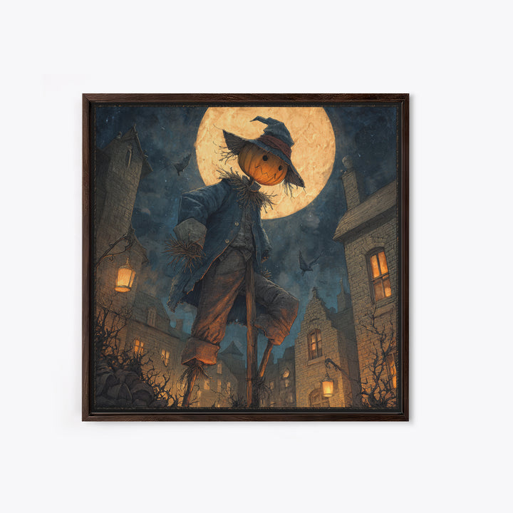 The Living Scarecrow, Square Wall Art, Dark Halloween Decor, Canvas Print, Halloween Wall Decor, Gothic Home Decor, Dark Fantasy Art