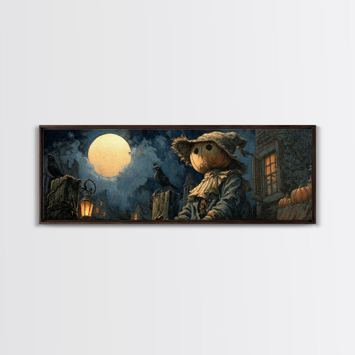 The Living Scarecrow, Extra Wide Wall Art, Gothic Horror Wall Art, Framed Canvas Print, Halloween Wall Decor, Gothic Home Decor