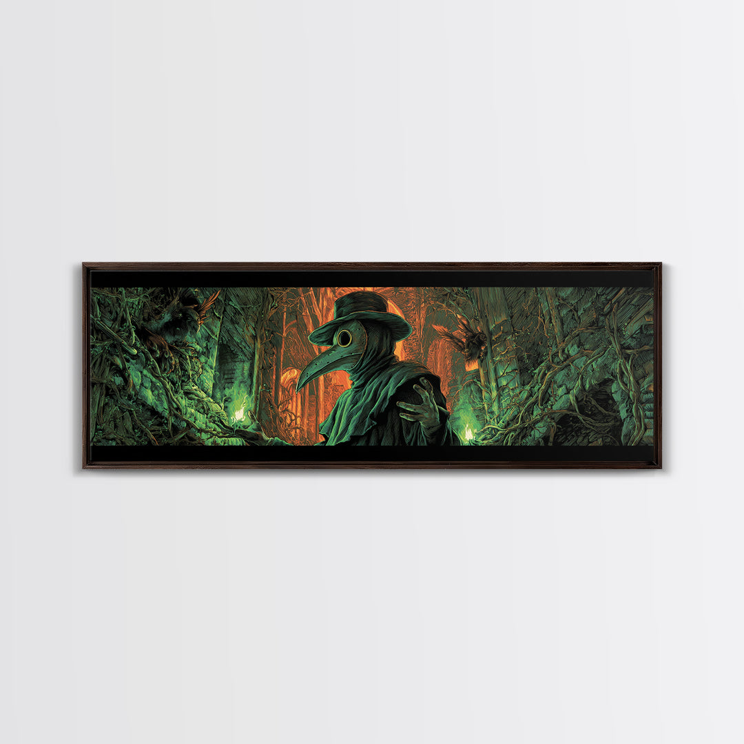 The Plague Doctor, Extra Wide Wall Art, Haunted Gothic Art, Framed Canvas Print, Halloween Wall Decor, Gothic Home Decor, Spooky Wall Decor